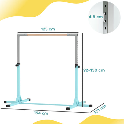 Adjustable Kids Gymnastics Bar Horizontal Training Steel, Light Blue