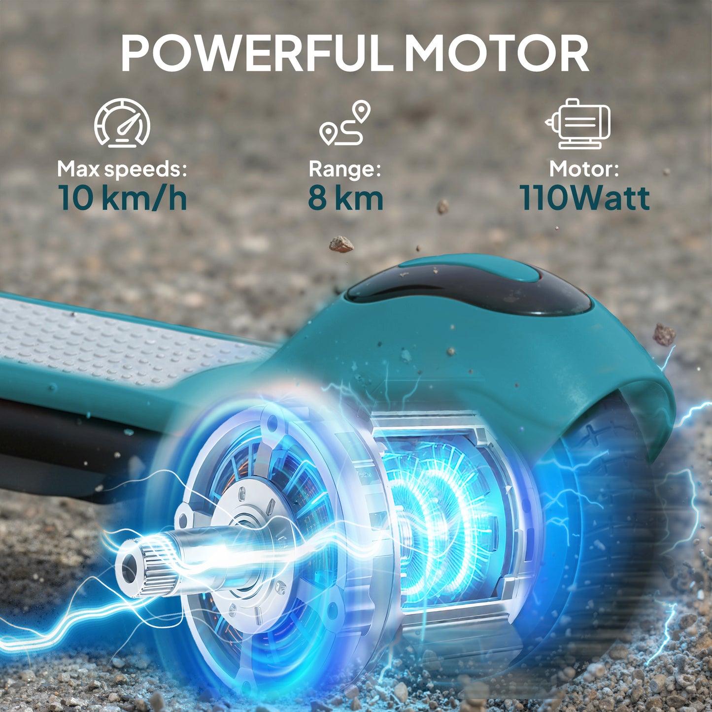 Electric Scooter, Lightweight E Scooter with LED Display, Green