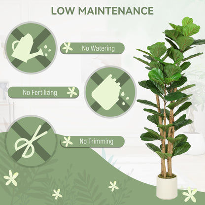 150cm Artificial Fiddle Leaf Fig Tree with Solid Wood Trunks