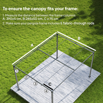 Retractable Pergola Canopy Only for 4 x 3 m Pergola, Khaki