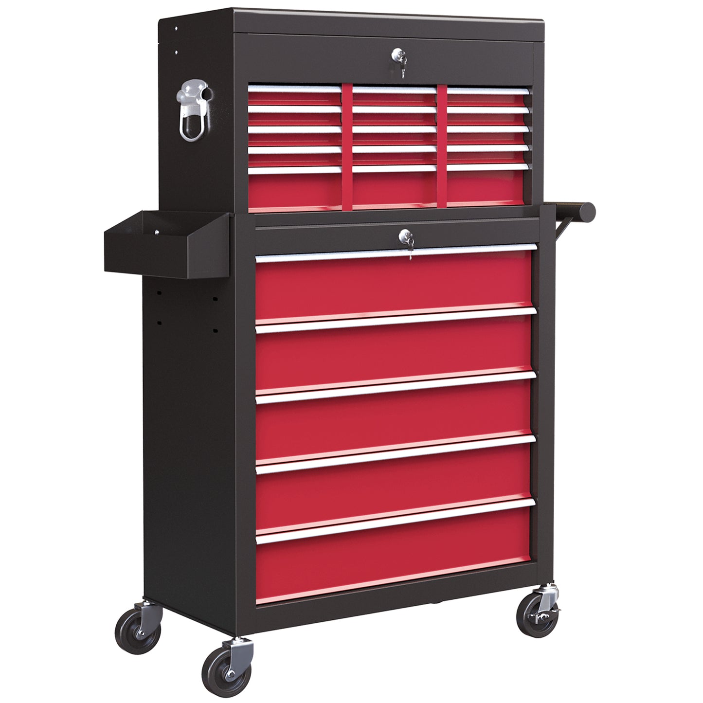 Rolling Tool Chest Lockable Roller Cabinet with with 14 Drawers Red