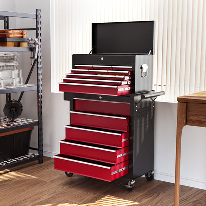 Rolling Tool Chest Lockable Roller Cabinet with with 14 Drawers Red