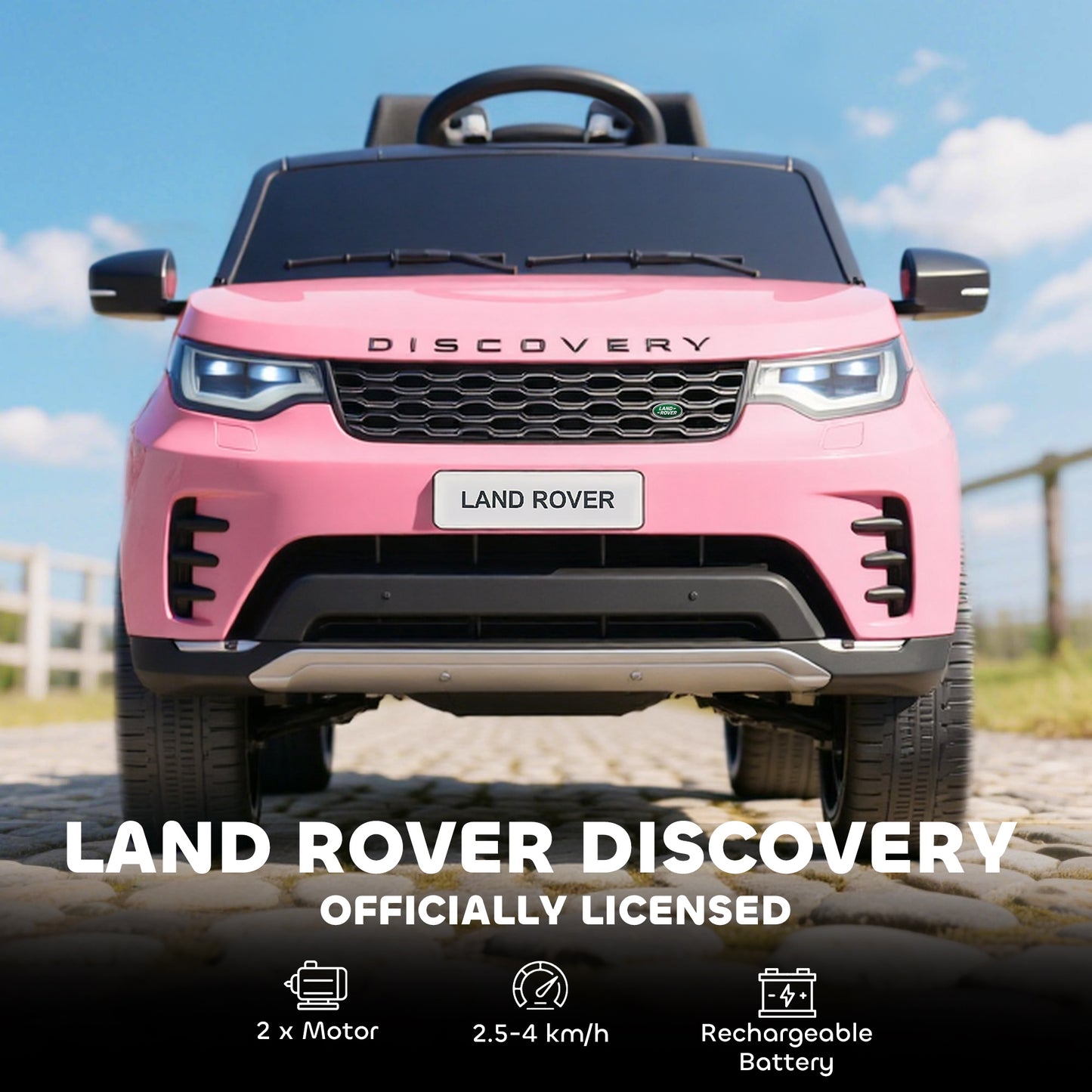 Land Rover Discovery Licensed 12V Kids Electric Car w/ Remote Pink