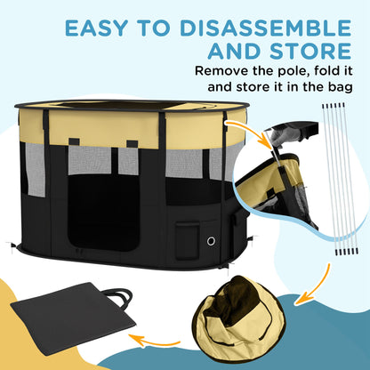 Portable Dog Pen for Puppies, Rabbits, Kittens, Guinea Pigs - Yellow
