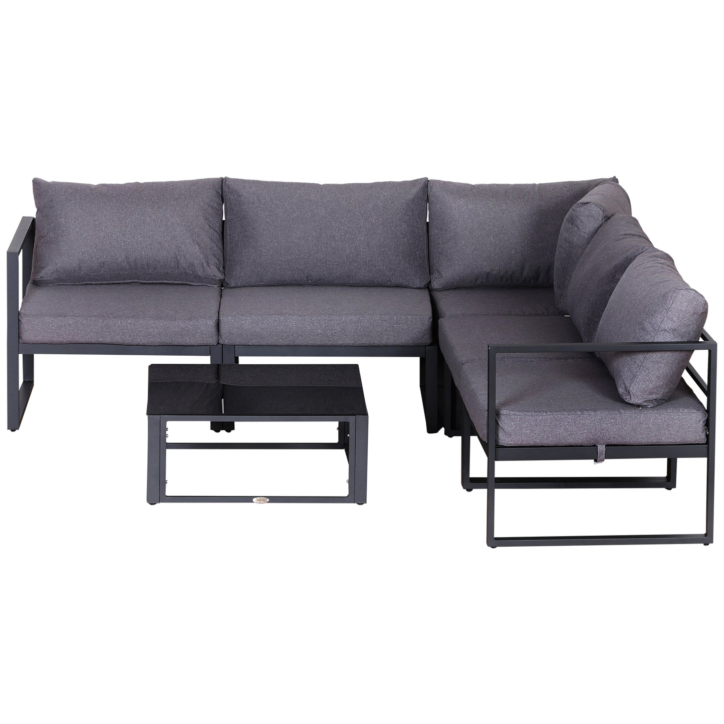 6Pcs Outdoor Sectional Sofa Set Conversation Aluminum Frame w/ Cushion