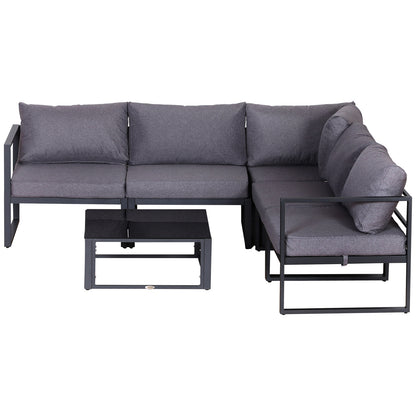 6Pcs Outdoor Sectional Sofa Set Conversation Aluminum Frame w/ Cushion