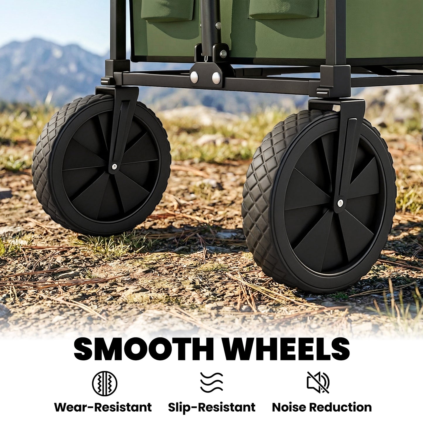 95L Foldable Festival Trolley on Wheels, Dark Green