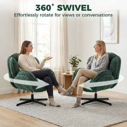 Accent Chair with 360° Swivel for Living Room Dark Green