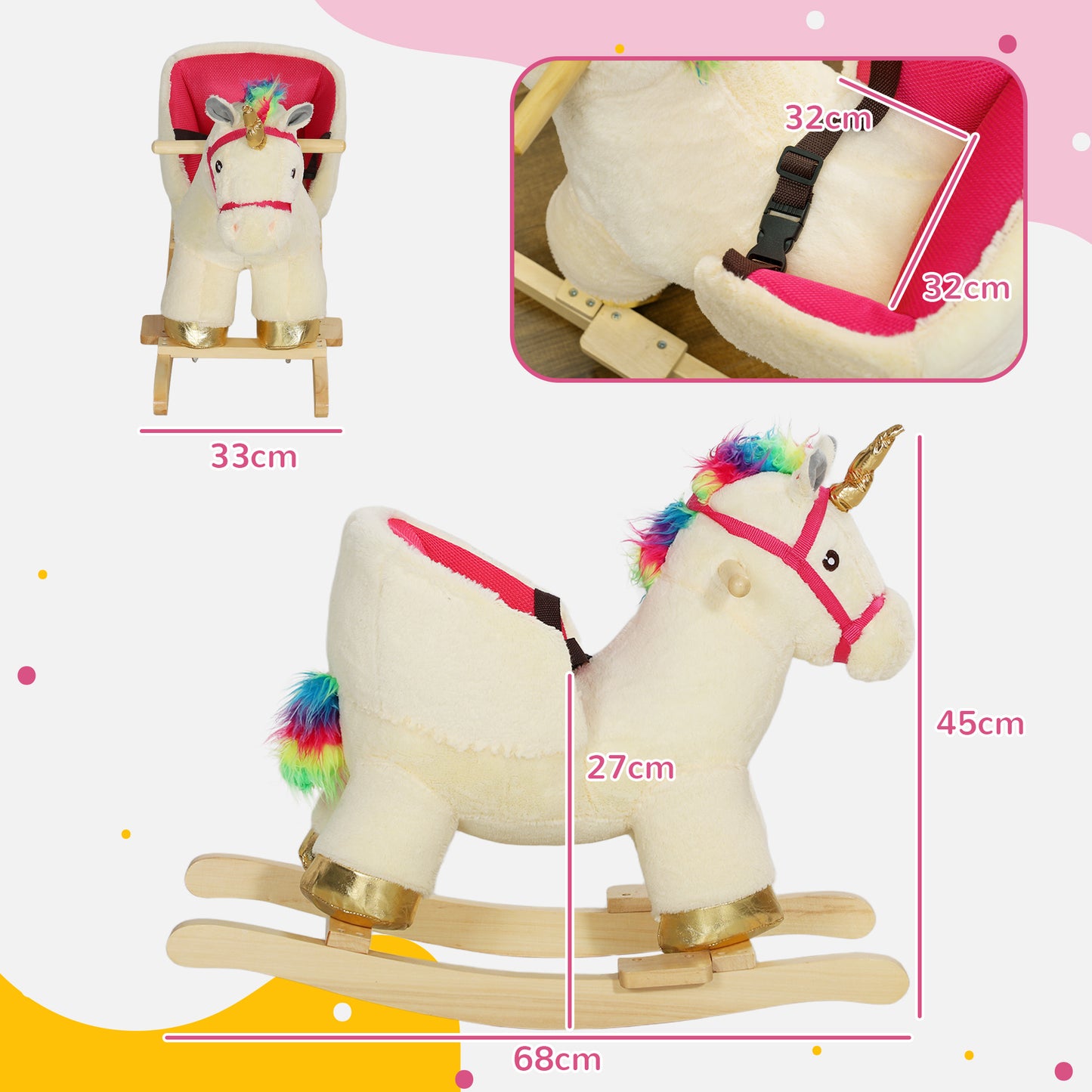 Rocking Horse Ride on Unicorn with Realistic Sound for 18-36 Months