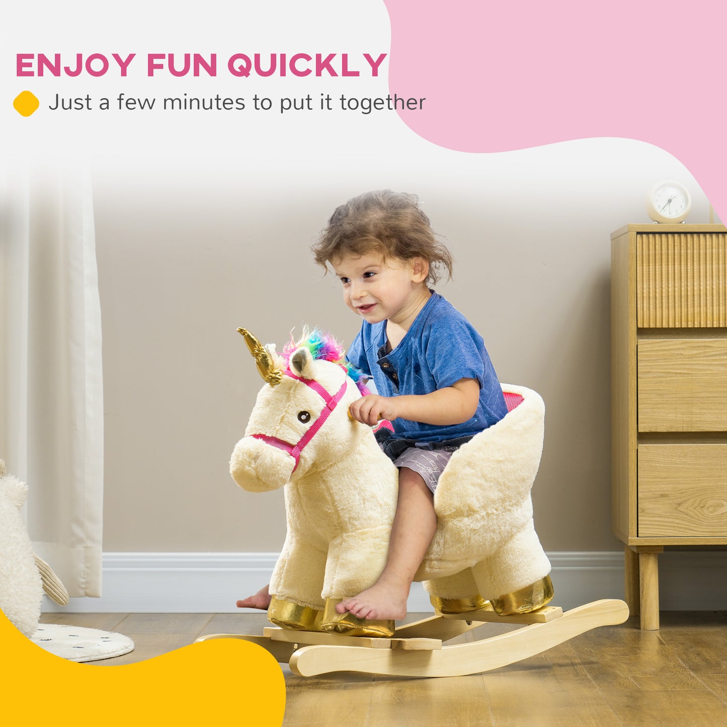 Rocking Horse Ride on Unicorn with Realistic Sound for 18-36 Months