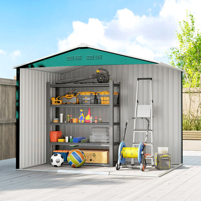 8 x 6ft Garden Storage Shed with Double Door Green