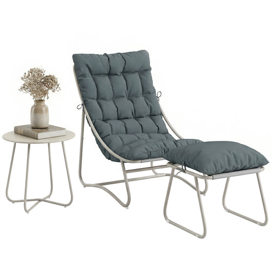3 Piece Bistro Set, Outdoor Table and Chair Set with Footstool