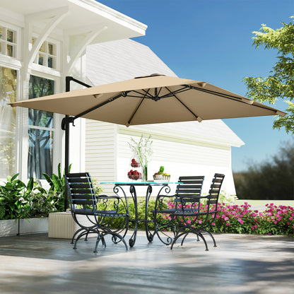 3 x 3 m Cantilever Parasol, Square Patio Umbrella with Crank Handle