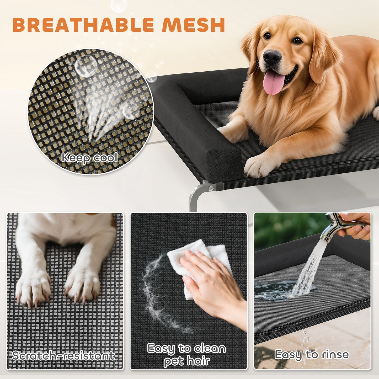 Elevated Dog Bed, Raised Dog Bed with Removable Bolsters