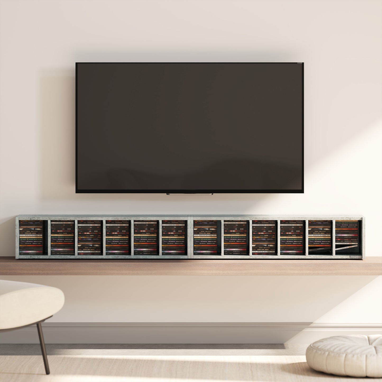 Set of 2 CD Storage Units DVD Shelf with Adjustable Shelves, Grey