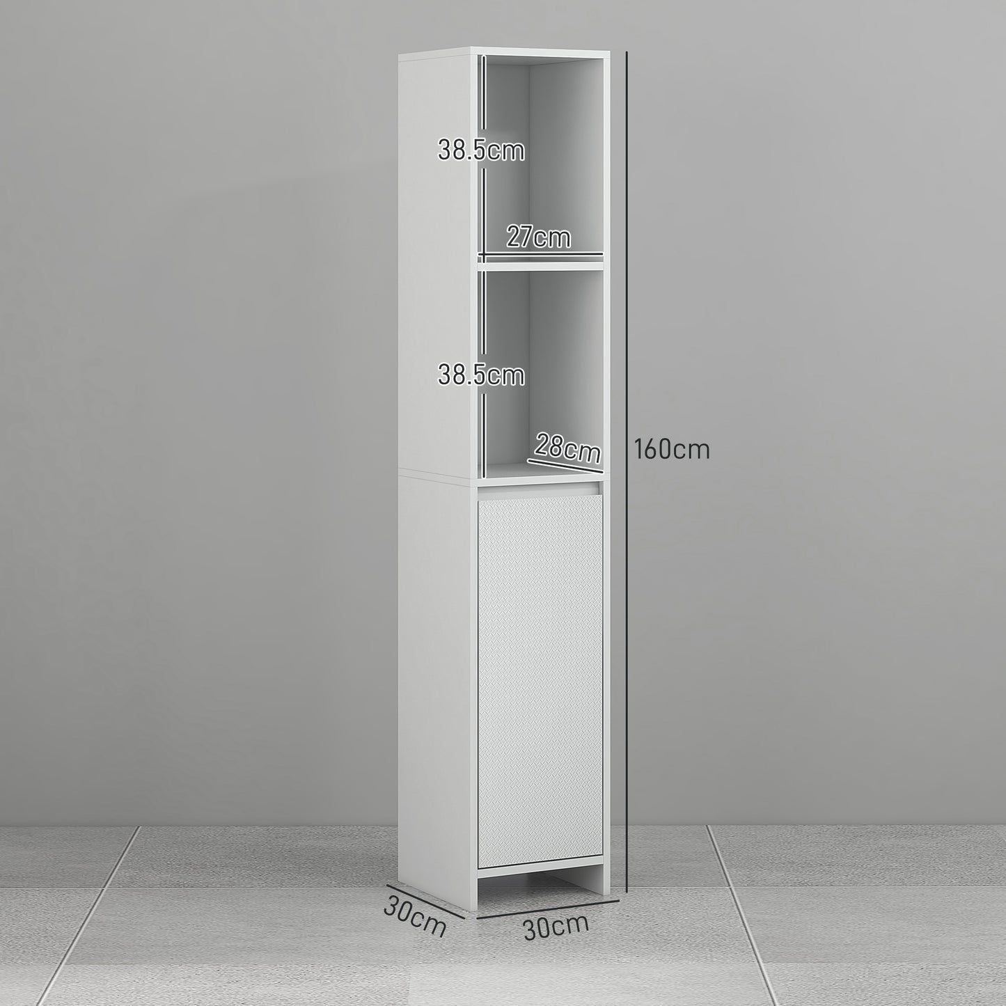 Narrow Bathroom Cabinet, Slim Bathroom Cupboard, White