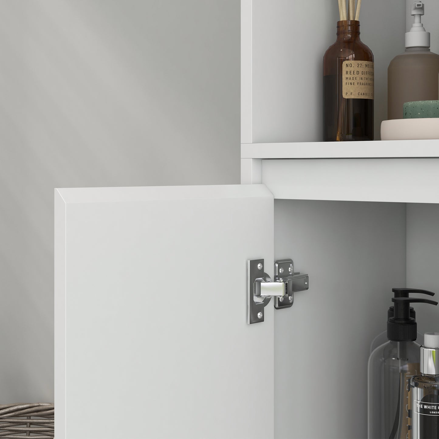 Narrow Bathroom Cabinet, Slim Bathroom Cupboard, White