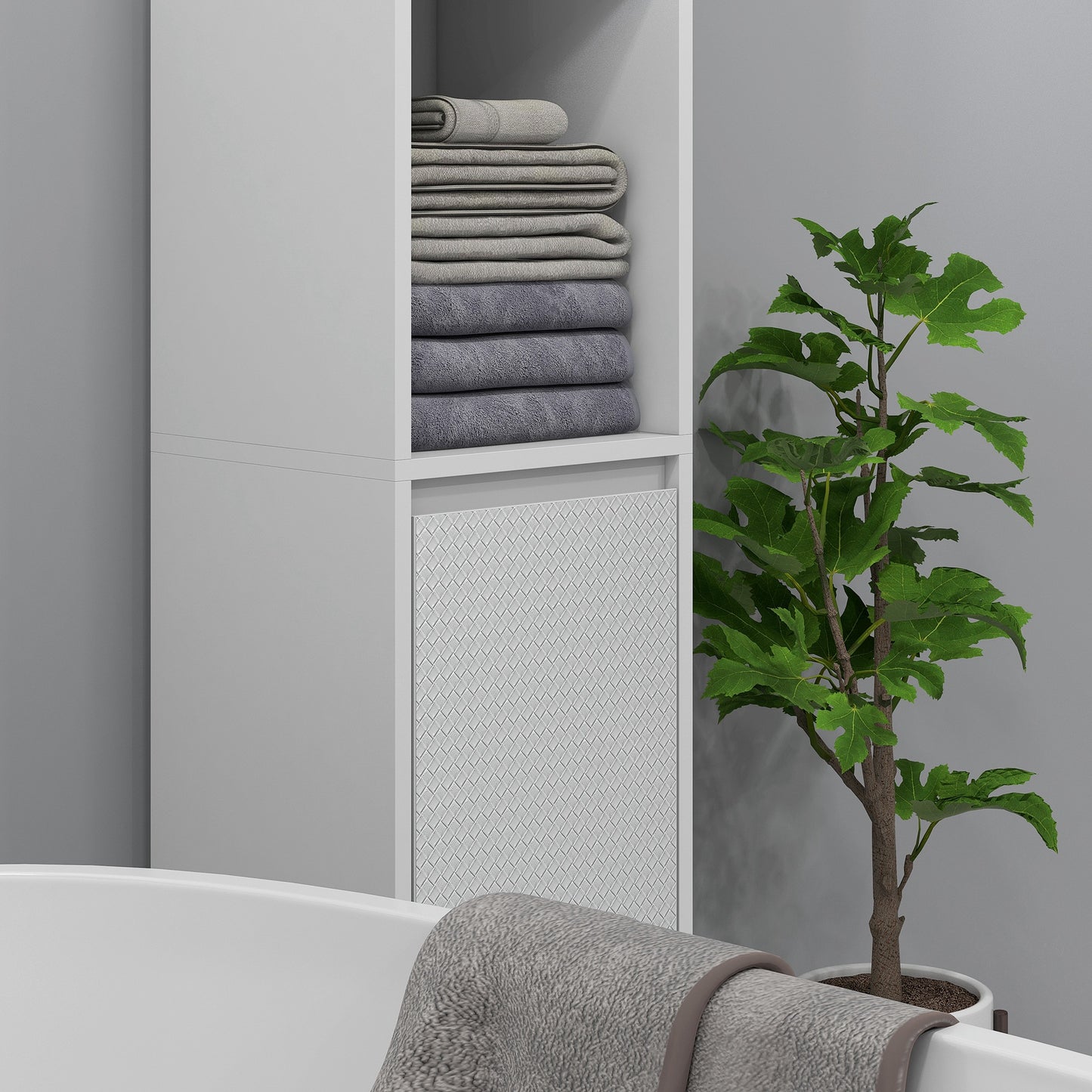 Narrow Bathroom Cabinet, Slim Bathroom Cupboard, White