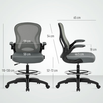 Standing Desk Chair with Adjustable Footrest, Charcoal Grey
