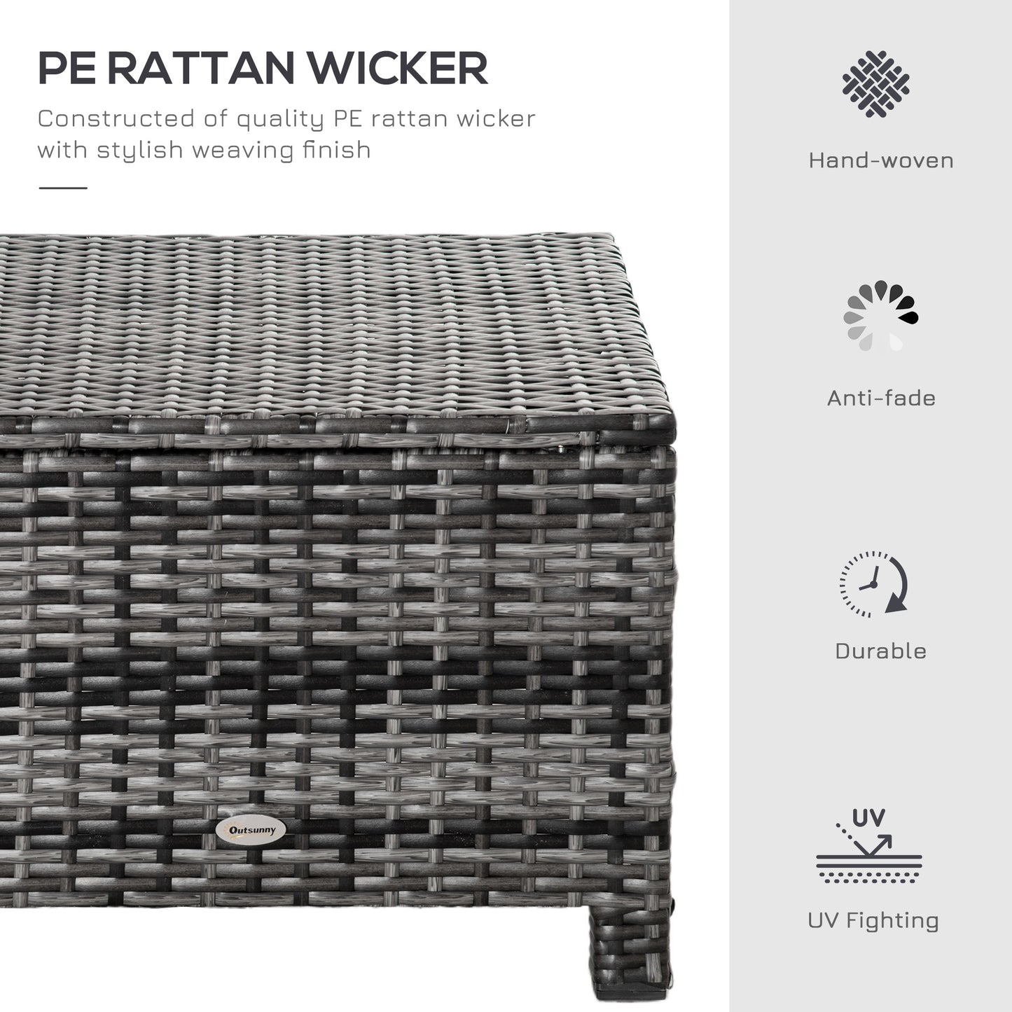 Rattan Footstool Wicker Ottoman w/ Padded Seat for Backyard Garden