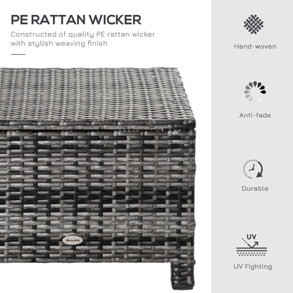 Rattan Footstool Wicker Ottoman w/ Padded Seat for Backyard Garden