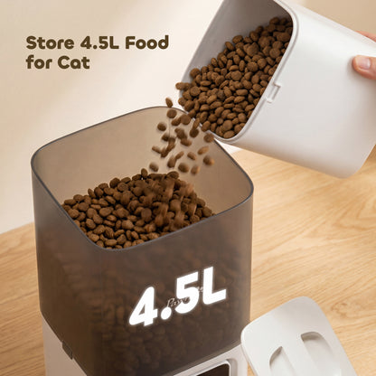 Automatic Cat Feeder, 4.5L WiFi Cat Food Dispenser with Timer