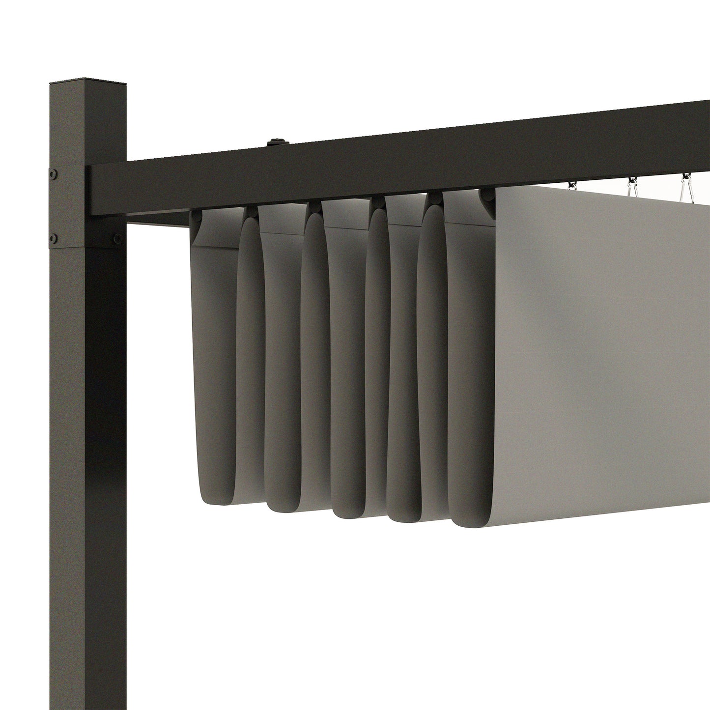 3 x 3(m) Pergola with Retractable Roof, 80mm Metal Column, Grey