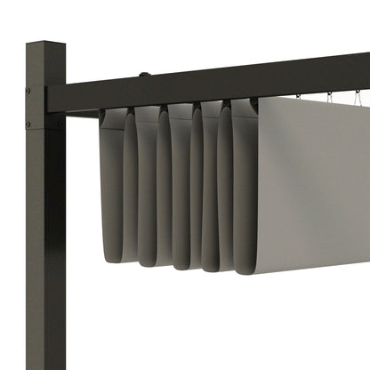 3 x 3(m) Pergola with Retractable Roof, 80mm Metal Column, Grey