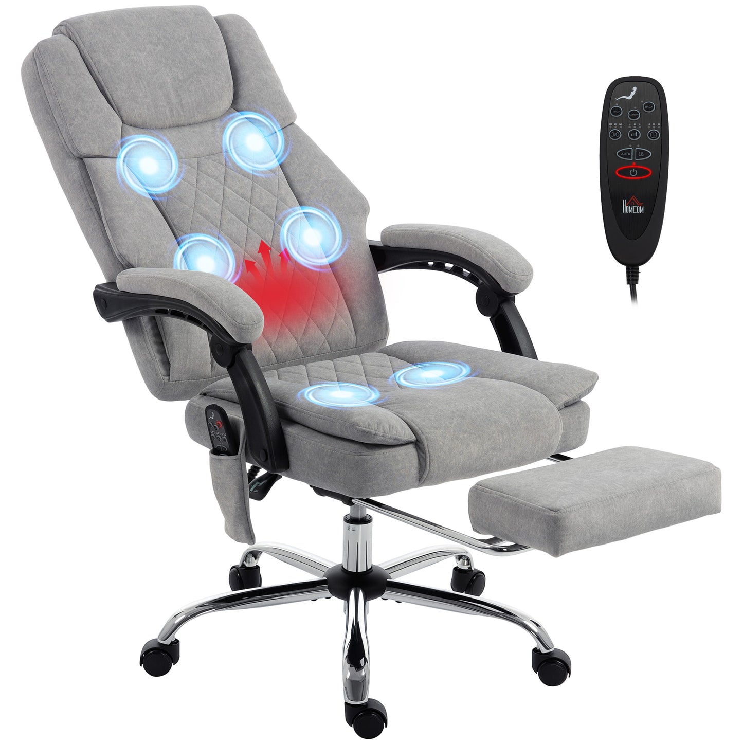 Executive Office Chair, Desk Chair with Massage and Heat, Grey