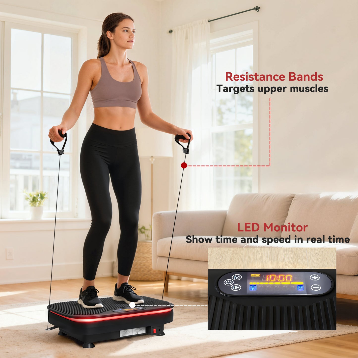 Vibration Plate Exercise Machine with Cool Lights and Bluetooth