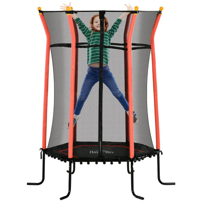 5.4FT Kids Trampoline With Enclosure Indoor Outdoor for 3-10 Years Red