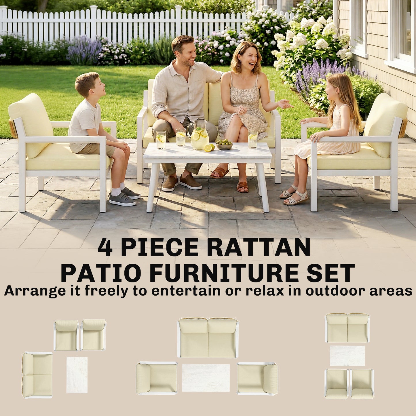 Rattan Garden Furniture Set, Outdoor Furniture Conversation Set