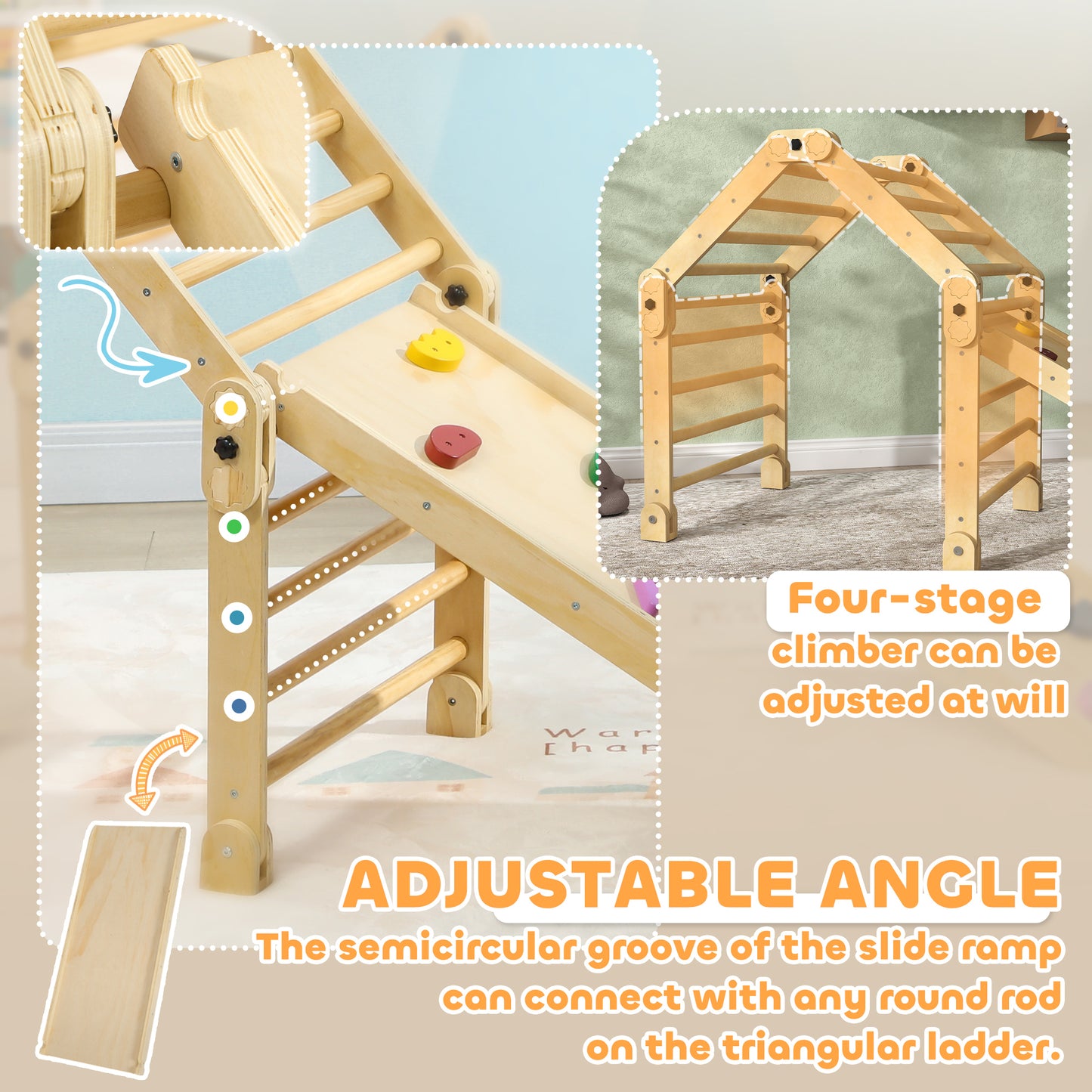 3 in 1 Kids Climbing Set, Foldable Toddler Climbing Toys with Ramp