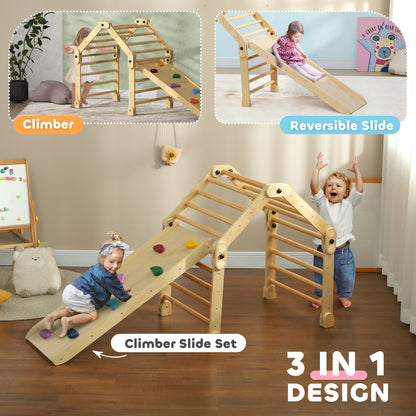3 in 1 Kids Climbing Set, Foldable Toddler Climbing Toys with Ramp