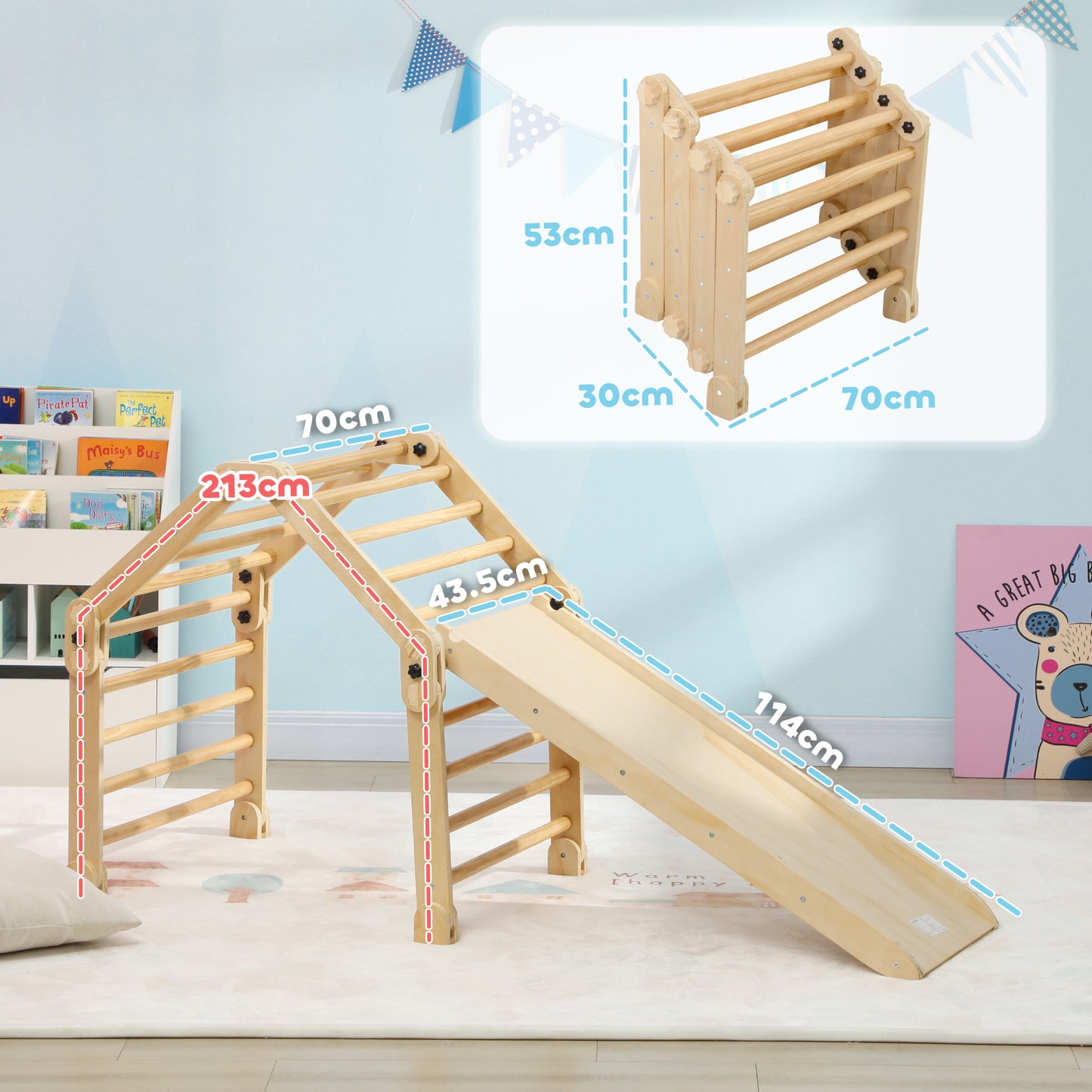 3 in 1 Kids Climbing Set, Foldable Toddler Climbing Toys with Ramp