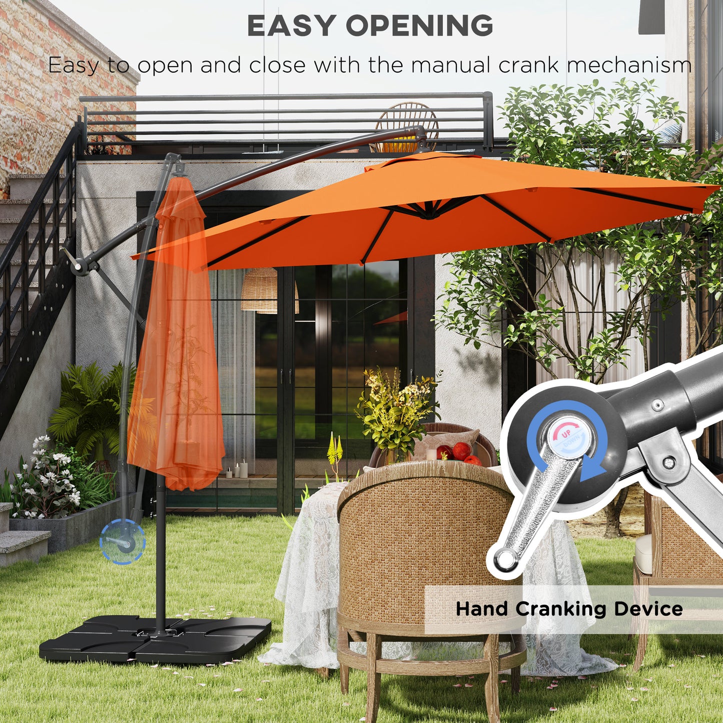 3(m) Banana Parasol Cantilever Umbrella Garden w/ Base Weights
