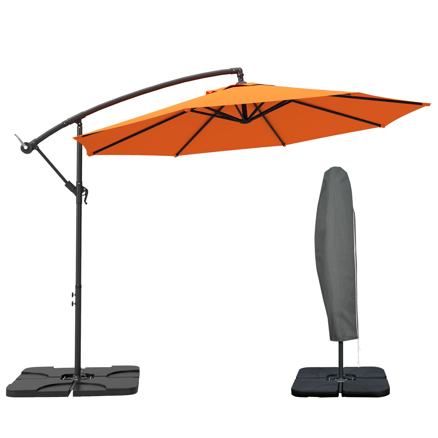 3(m) Banana Parasol Cantilever Umbrella Garden w/ Base Weights