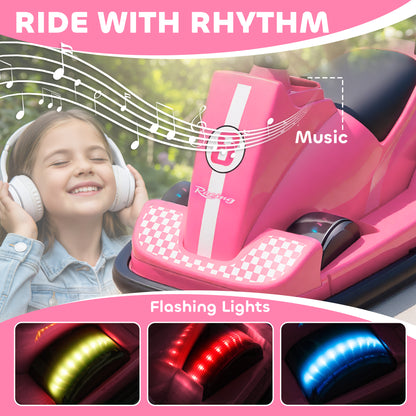 Electric Kids Bumper Car with 360 Degree Rotation Spin, Pink