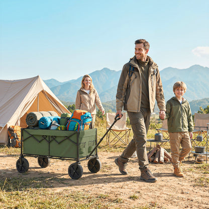 95L Foldable Festival Trolley on Wheels, Dark Green