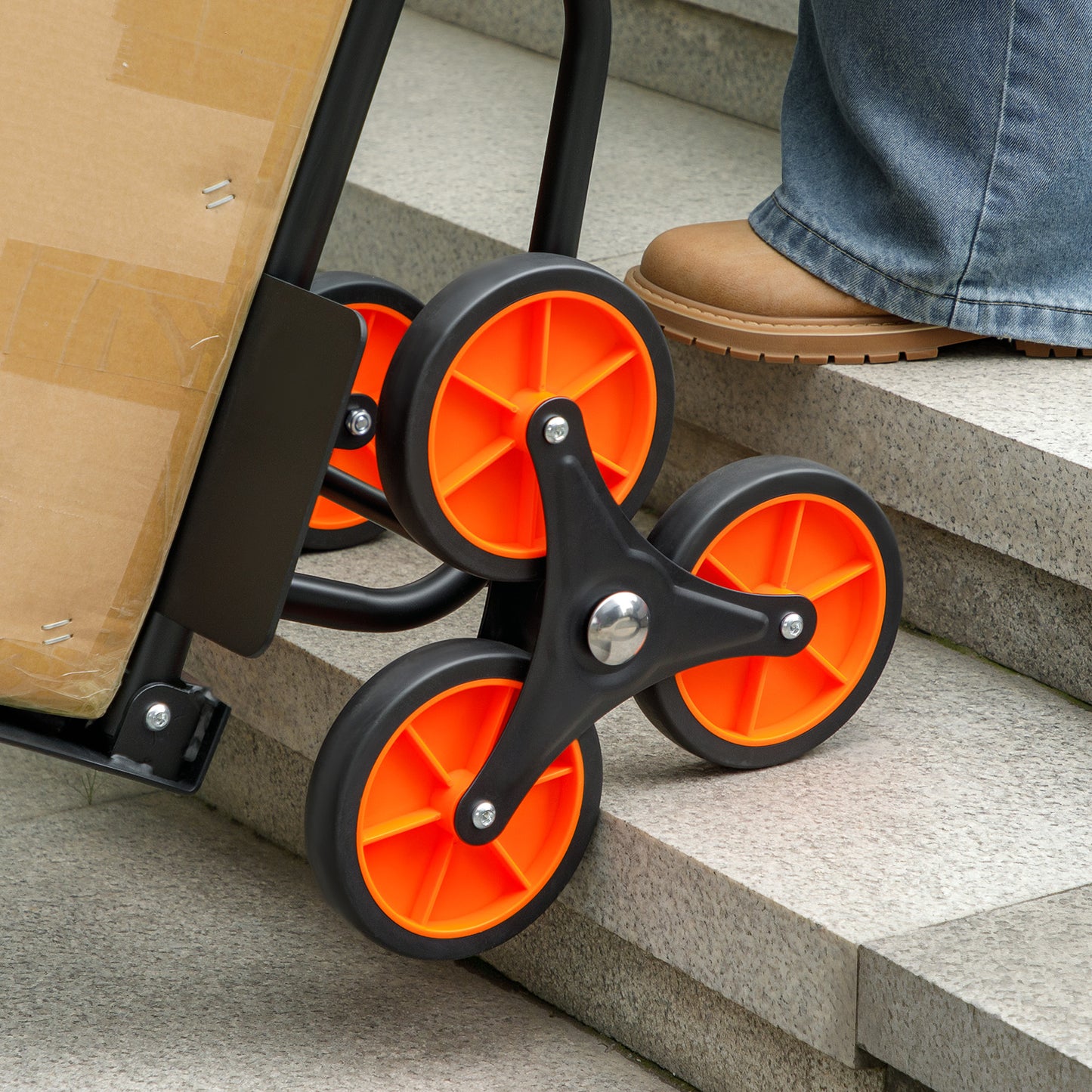 Trolley Hand Trucks 6-Wheels Foldable Load Cart Steel, Orange