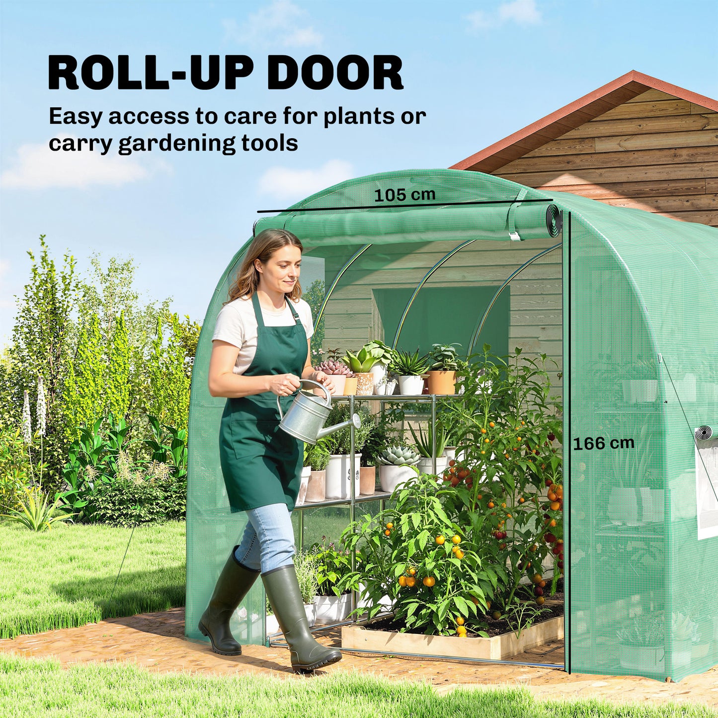 Walk-in Greenhouse with Shelves, Green House with Mesh Windows