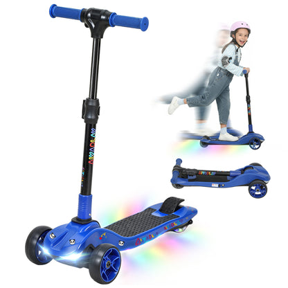 Electric Scooter for Age 6-10, 3 Wheel Foldable Kids Scooter, Blue