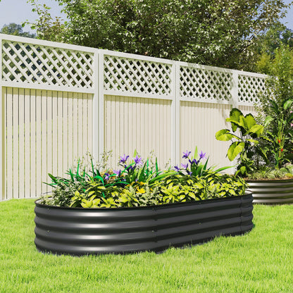 Galvanised Raised Garden Bed Planter Box, Dark Grey
