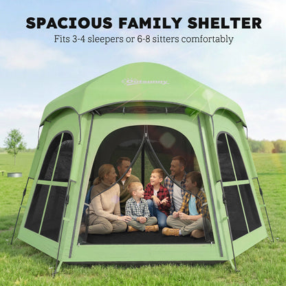 Pop Up Tent 3000mm Waterproof for 3-4 Person Green