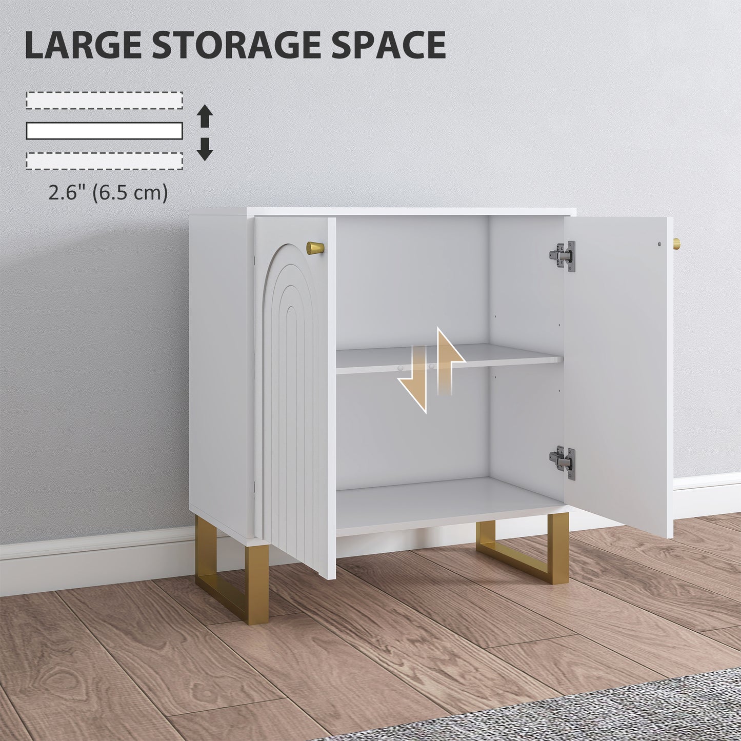Sideboard with Adjustable Shelves & Doors for Living Room, White