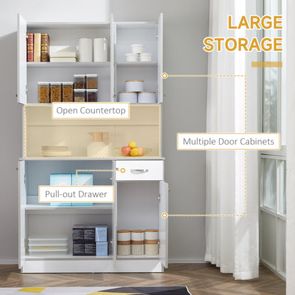 Freestanding Kitchen Cupboard, Storage Cabinet with Doors White