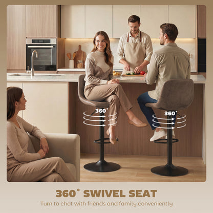 Bar Stools Set of 2, Modern Swivel Barstools for Dining Room, Brown