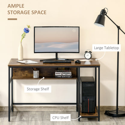 Home Office Computer Writing Desk Study Workstation w/ Storage, Brown