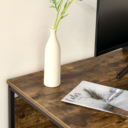 Home Office Computer Writing Desk Study Workstation w/ Storage, Brown