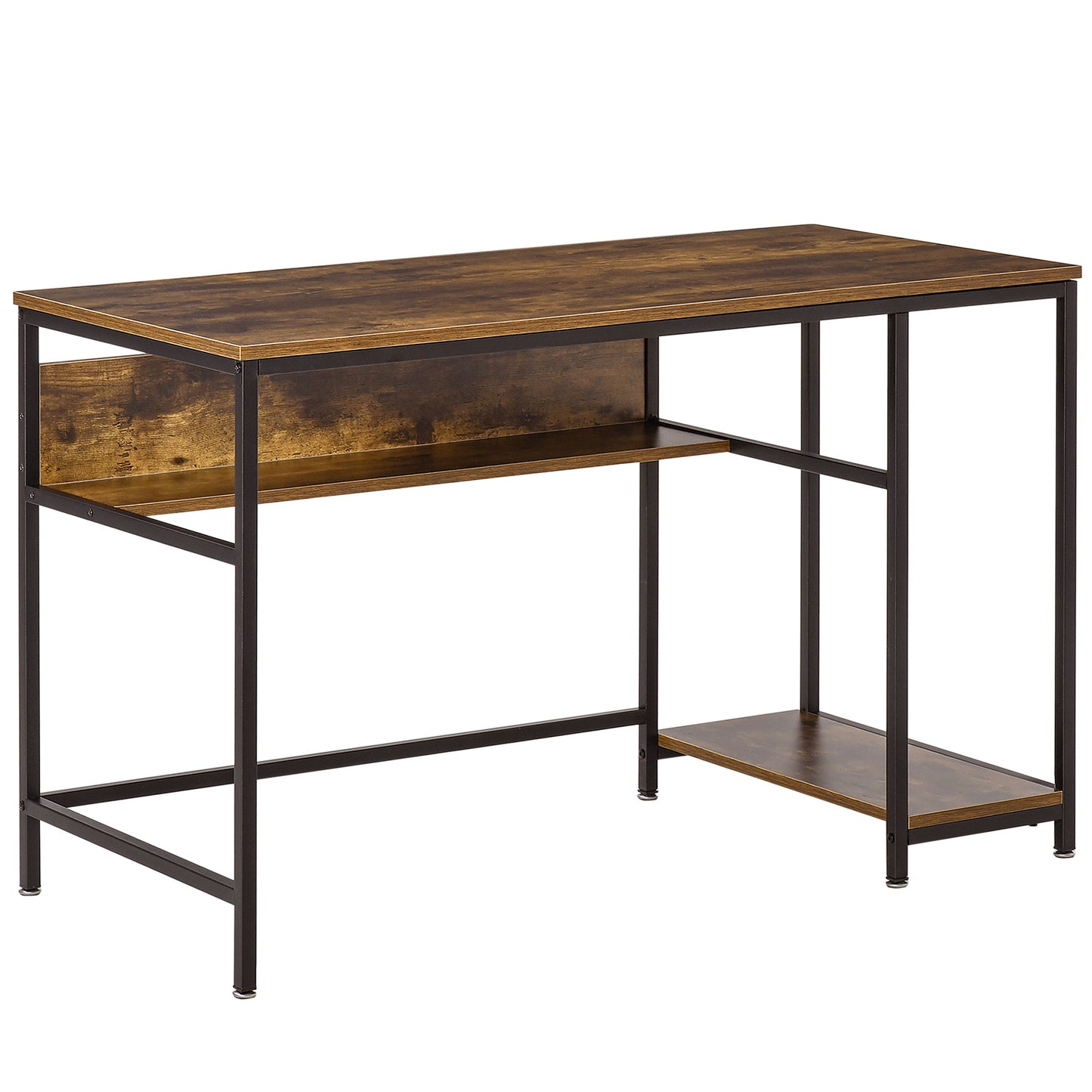 Home Office Computer Writing Desk Study Workstation w/ Storage, Brown